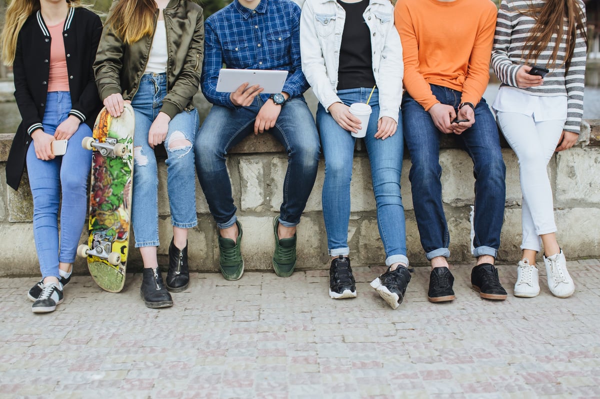 Group of young people together in streetwear